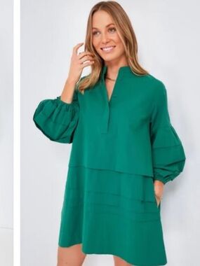 Pomander Place Pleated Palm Green Chelsea Button-Front Dress